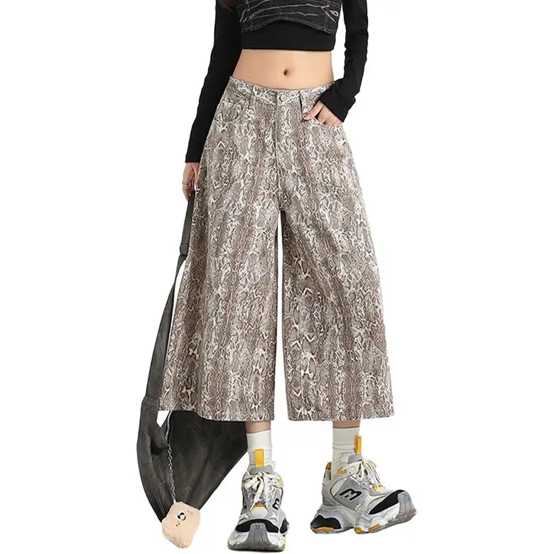 NHZN Casual Shorts Women's Snakeskin Print-2