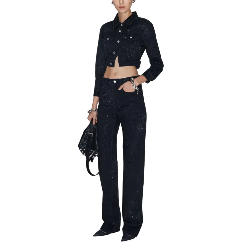 Alexander Wang Embellished Collared Denim Jacket-2