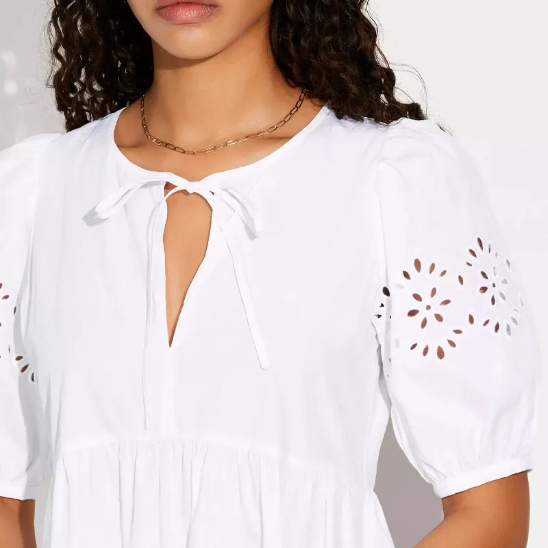 COACH Short Sleeved Dresses Women's White-3