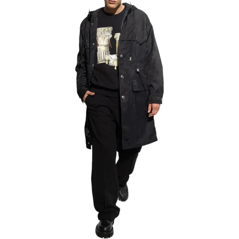 VERSACE Barocco Silhouette Jacquard Parka Coat-3