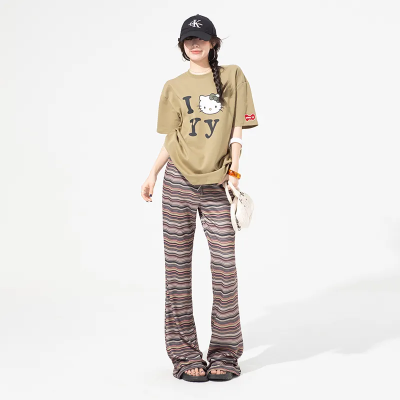 OROI Casual Pants Women's Stripes Brown-5