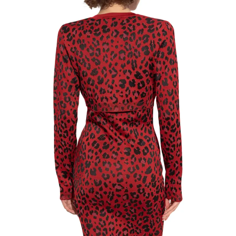 VERSACE Animal Print Cropped Knit Cardigan-4