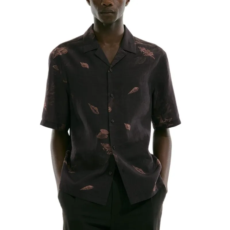 H&M Shirt Men's Dark Brown/Pattern-1