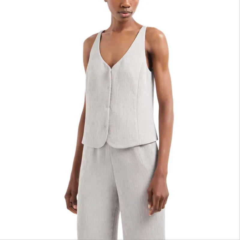 EMPORIO ARMANI Fluid Canneté V neck Waistcoat-3