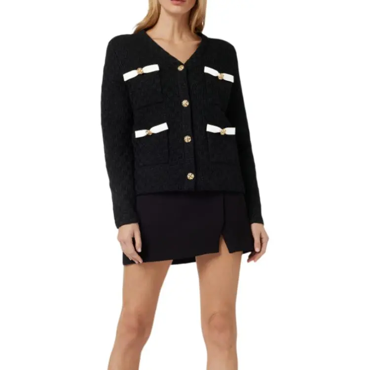 Self portrait Weave Button up Lurex Cardigan-4