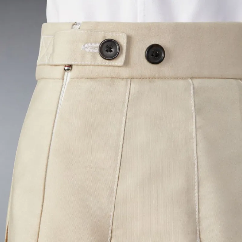 THOM BROWNE RWB Tab High Low Hem Pleated Midi Skirt-4