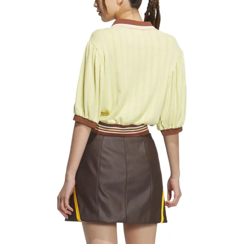 Adidas Originals RETRO Polo Shirt Women's Powder Yellow-2