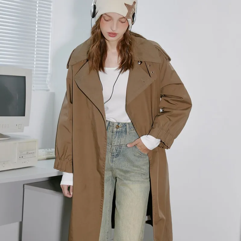 Coolhut Trench Coat Women's Army Green-2