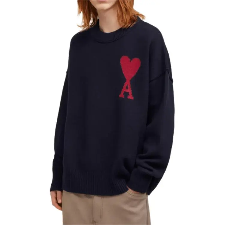 Ami Paris Ami De Coeur Felted Merino Wool Sweater-4