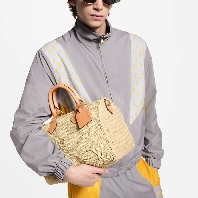 LOUIS VUITTON Speedy Raffia Shoulder Bag, Crossbody Bag, Handbag Men's Light Brown-6