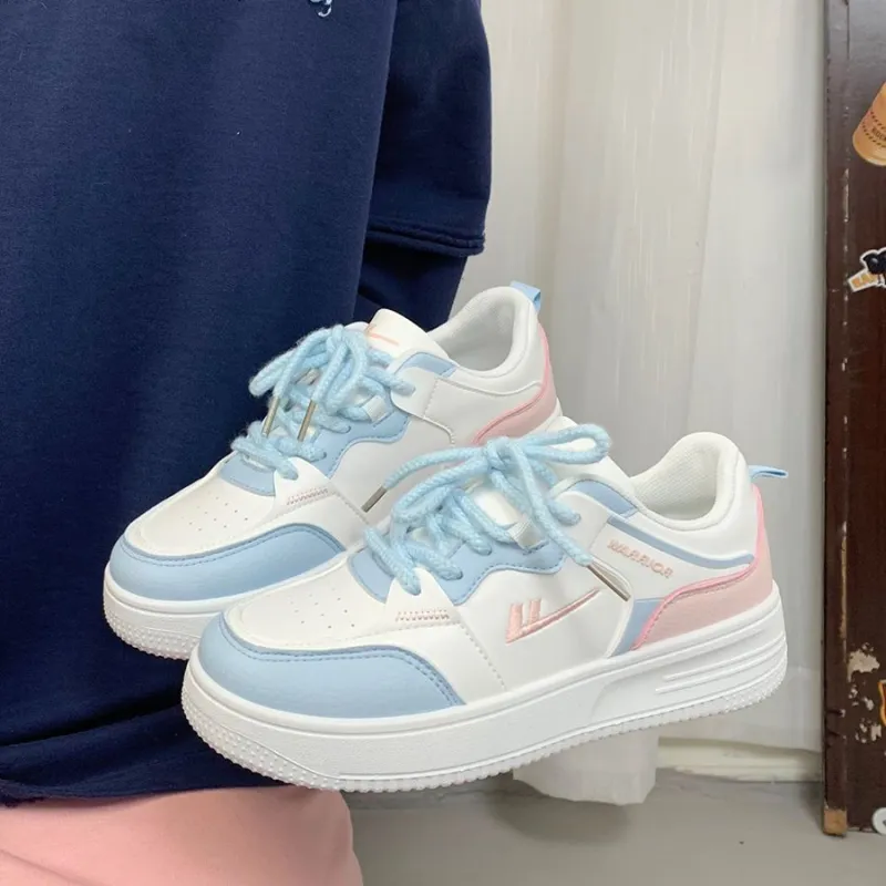 Warrior Warrior Wear resistant And Lightweight Low Top Skateboard Shoes Women's White Blue Pink-9