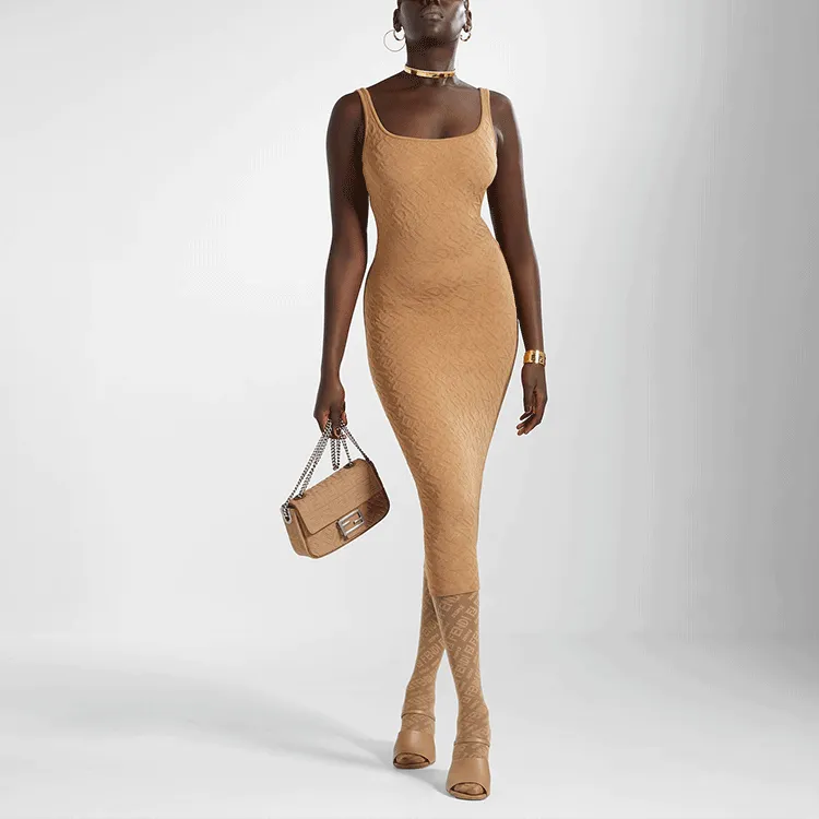 FENDI X Skims 2010s Logo jacquard Midi Dress-1