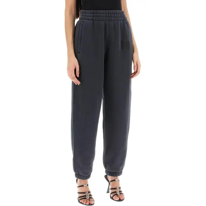 T By Alexander Wang Puff Paint Logo Essential Terry Classic Sweatpant Soft Obsidian-4