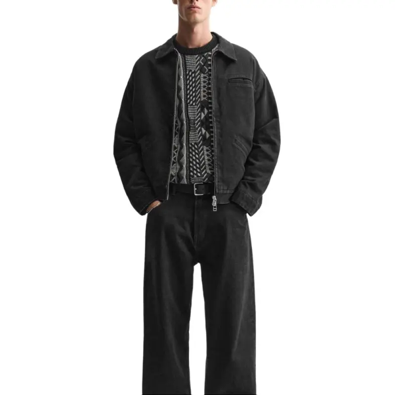 ZARA Denim Jackets Men Black-2