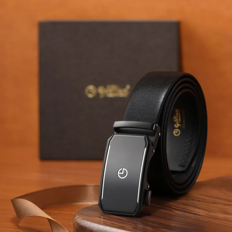 GOLDLION Top Grain Cow Leather Belts Men's Black 3.5cm-19