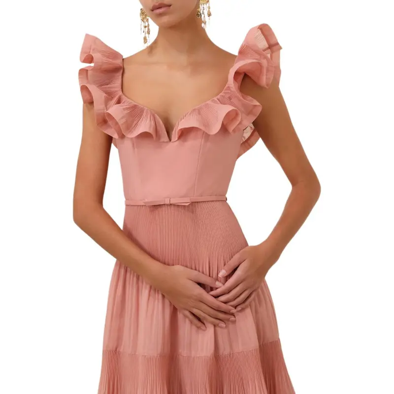 Zimmermann Pleated Frill Midi Dress-4