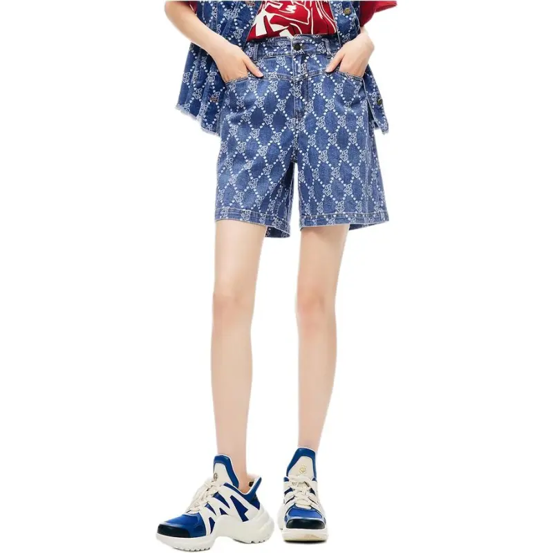 XII BASKET Denim Shorts Women's Aqua Blue-3