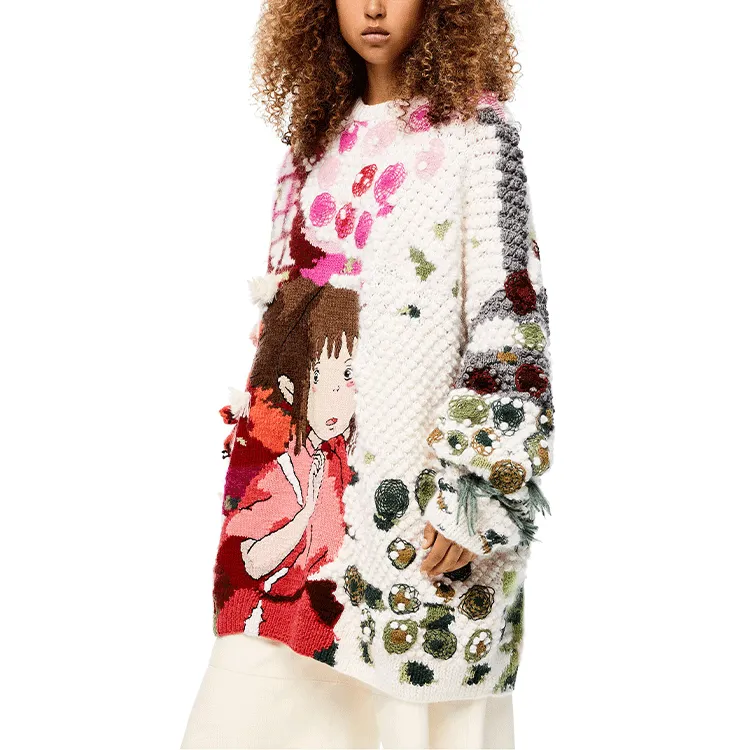 LOEWE QIANYUQIANXUN SS22 Loose Fit Sweater Women's Multicolor-3