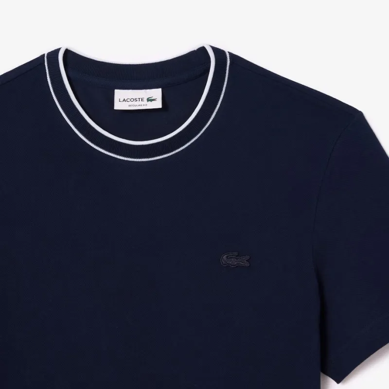 LACOSTE Stretch Piqué Stripe Collar T shirt-4