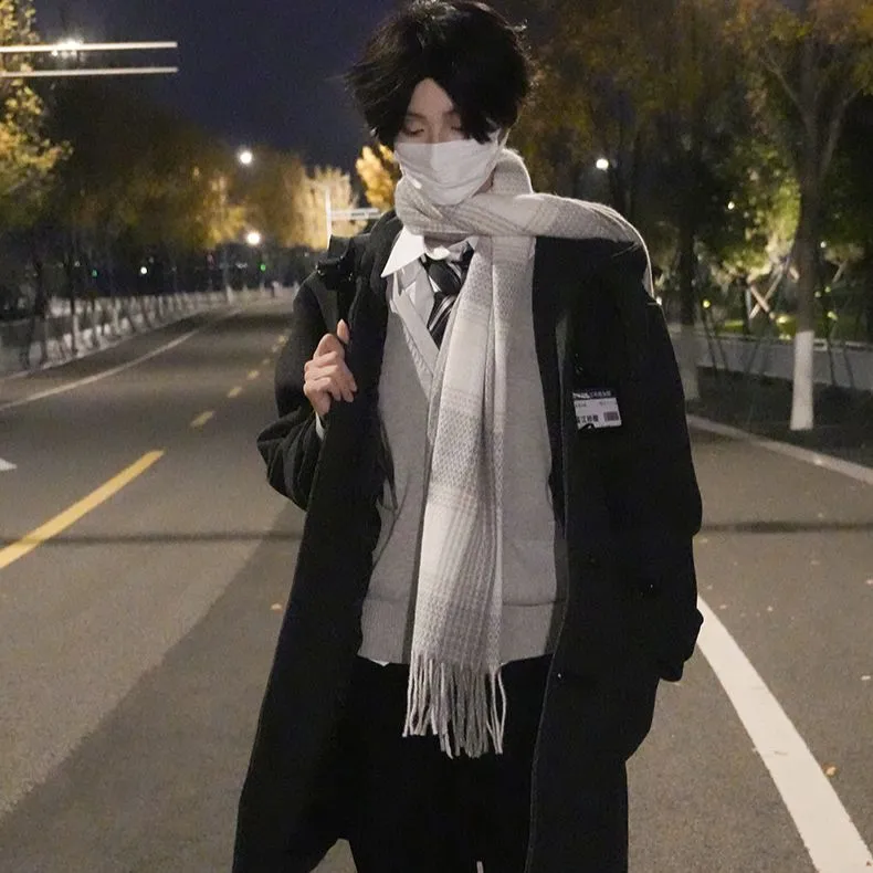 YuChaJia Uniforms Men Dark Gray Coat Set Coat+Shirt+Cardigan+Suit Pants-2