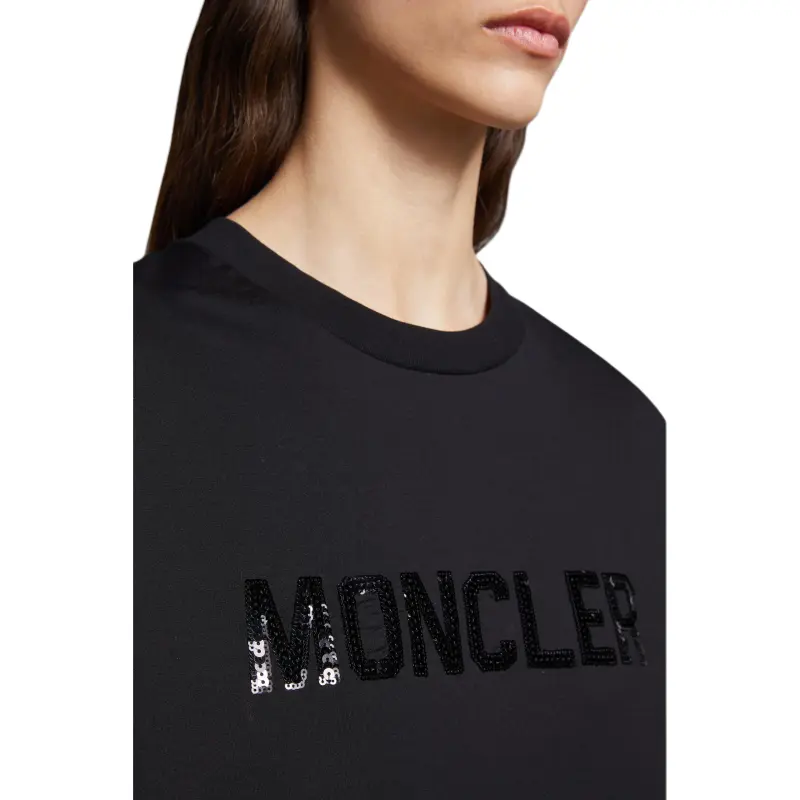 Moncler Embellished Logo Embroidery Cropped T Shirt-3