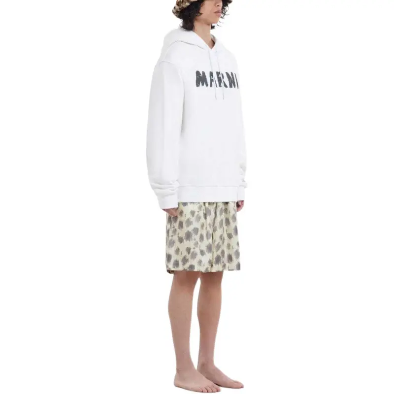MARNI Logo Printed Drawstring Hoodie-3