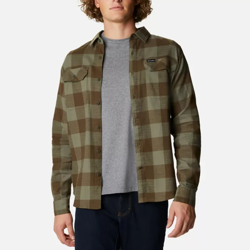 Columbia Shirt Men's Stone Green Twill Buffalo Plaid-1