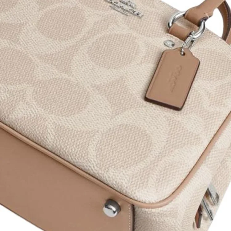 COACH Artificial Leather Shoulder Bag, Crossbody Bag, Handbag Trumpets Women's Sand Yellow & Taupe-6