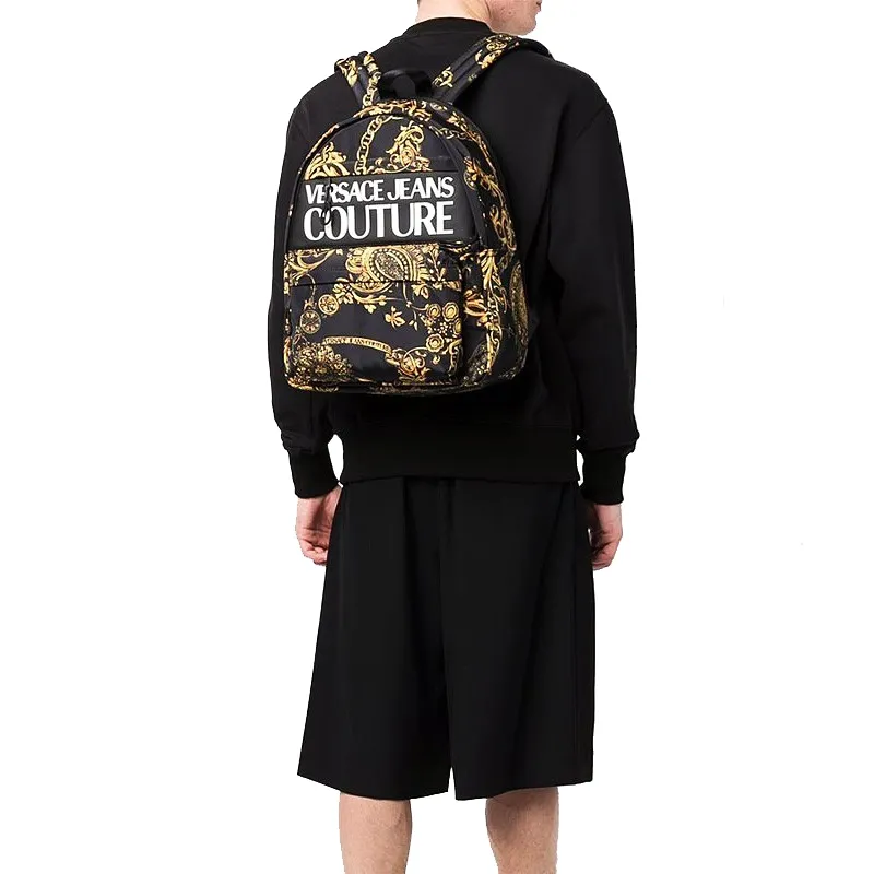 VERSACE JEANS COUTURE Polyamide With Polyurethane Backpack Men's Black Gold-2