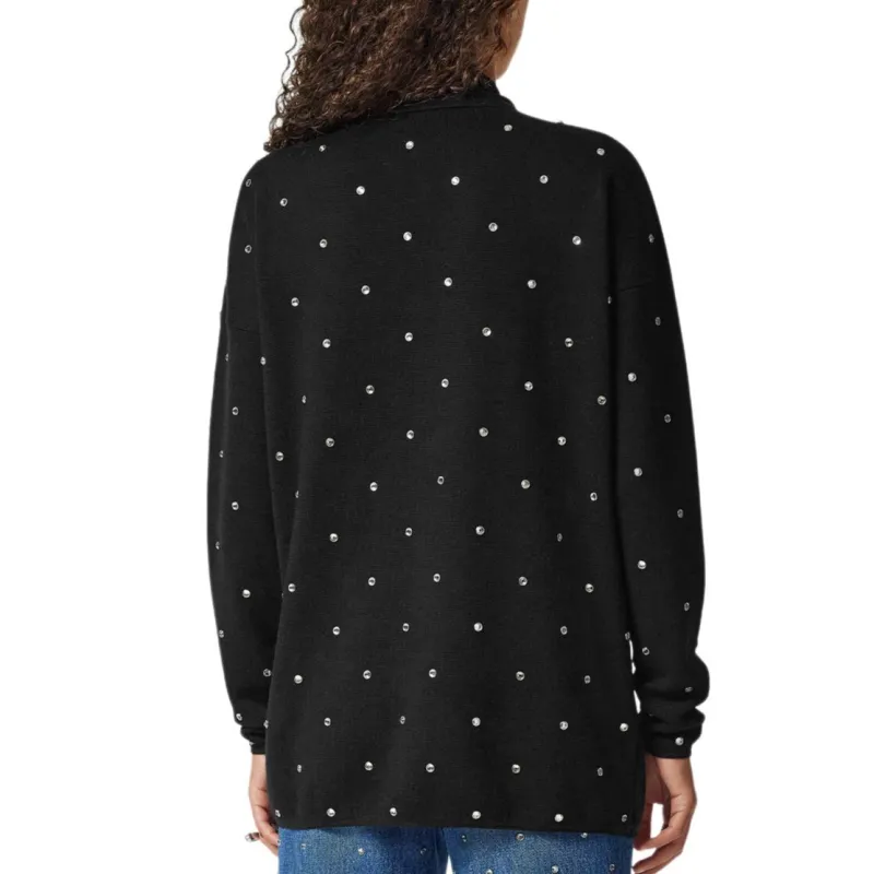 VERSACE Stud Embellished Long Sleeved Knitted Polo Shirt-3
