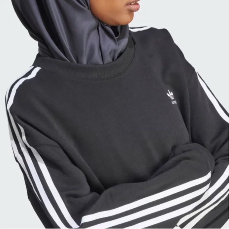 Adidas Originals Women's 3 Stripes Crew Sweatshirt Black-4