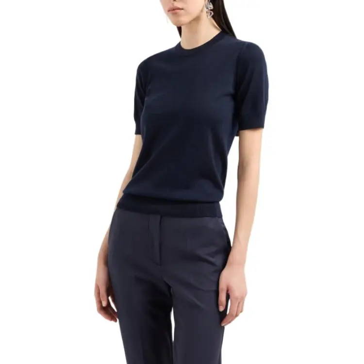 EMPORIO ARMANI Short sleeved Jumper In Plain knit Pure Virgin Wool-2