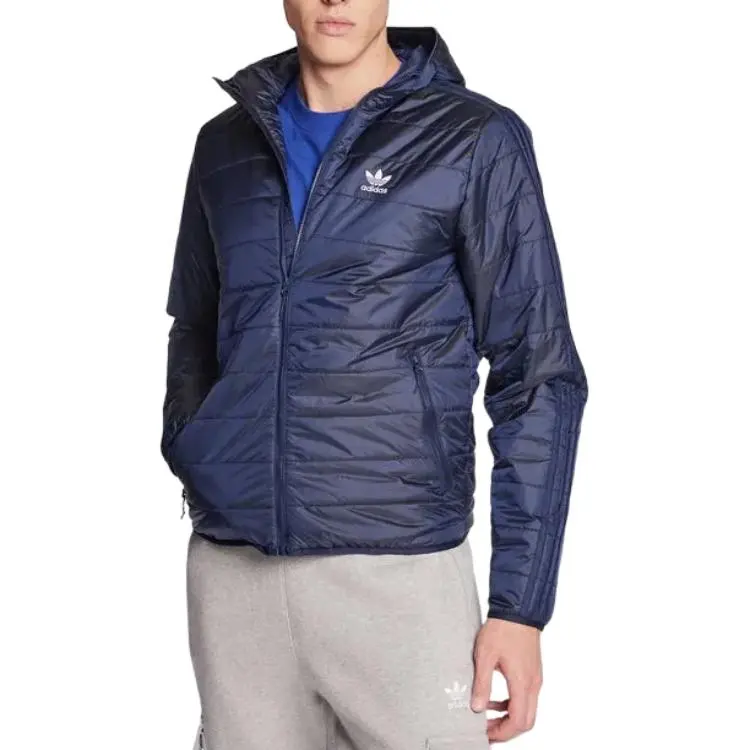 Adidas Padded Hooded Puffer Jacket Jackets Coats Men's Blue-4