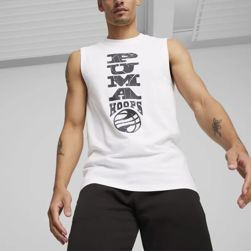 PUMA Hooper Tank Tops Men White-2