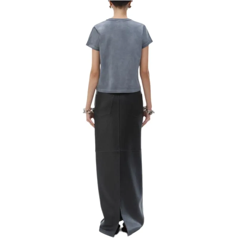 Alexander Wang Essential Jsy Shrunk W/Puff Logo & Bound Neck Tee Washed Asphalt-2