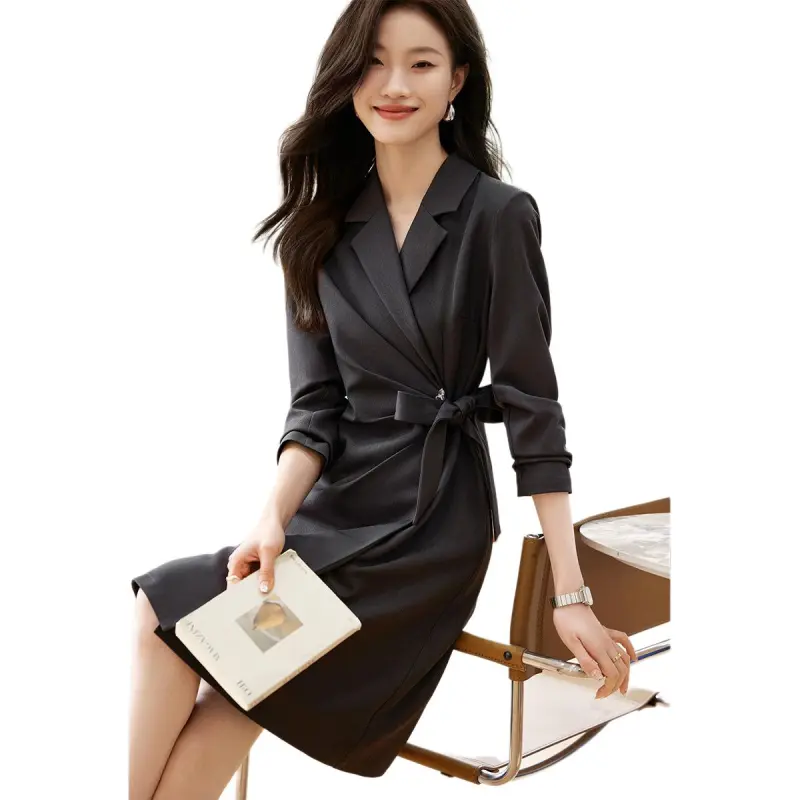 Mo Han Yi Mei Long Sleeved Dresses Women's Dark Gray-2