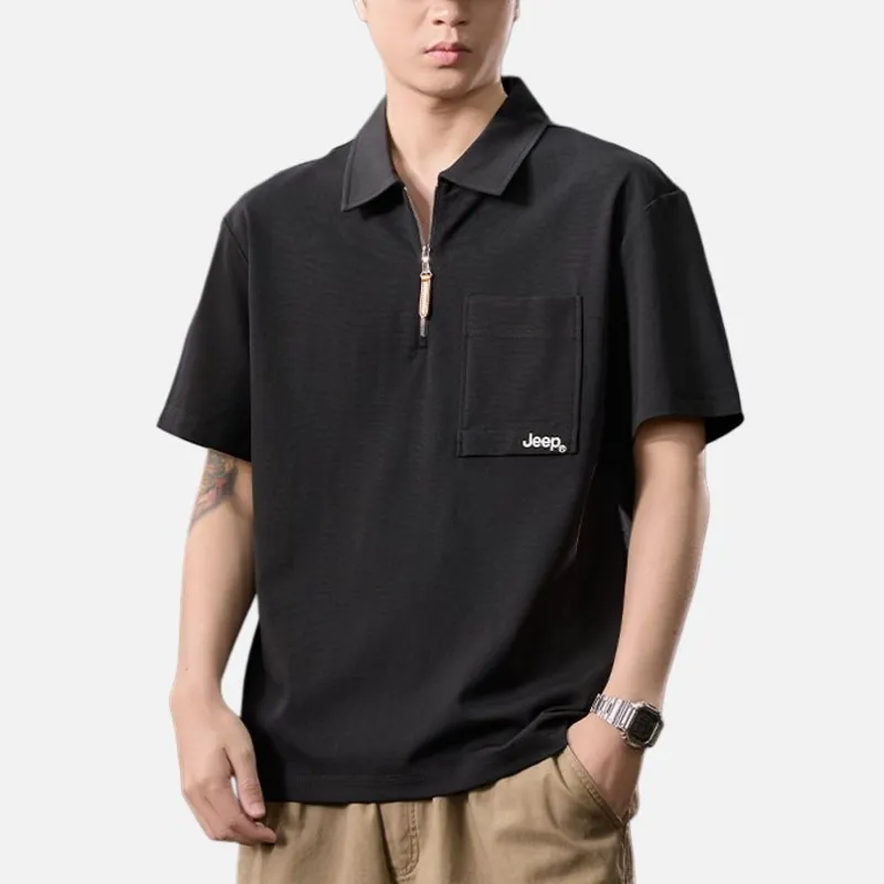 Jeep Outdoor Casual Polo Shirt Unisex Black-3