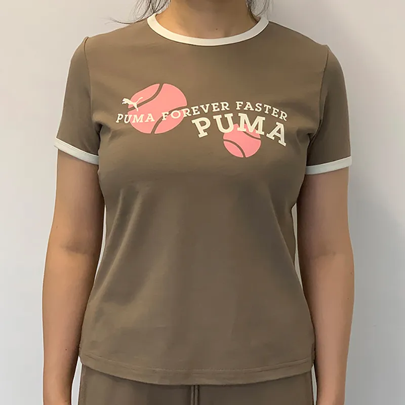 PUMA Set in Sleeve T Shirt Women's Taupe-2