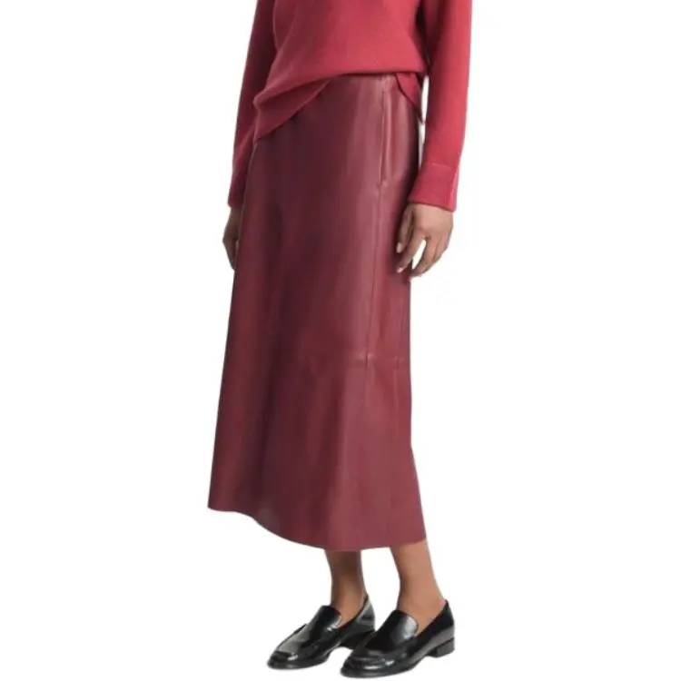 VINCENT WILLEM VAN GOGH Leather Long Skirts Women's Red-2