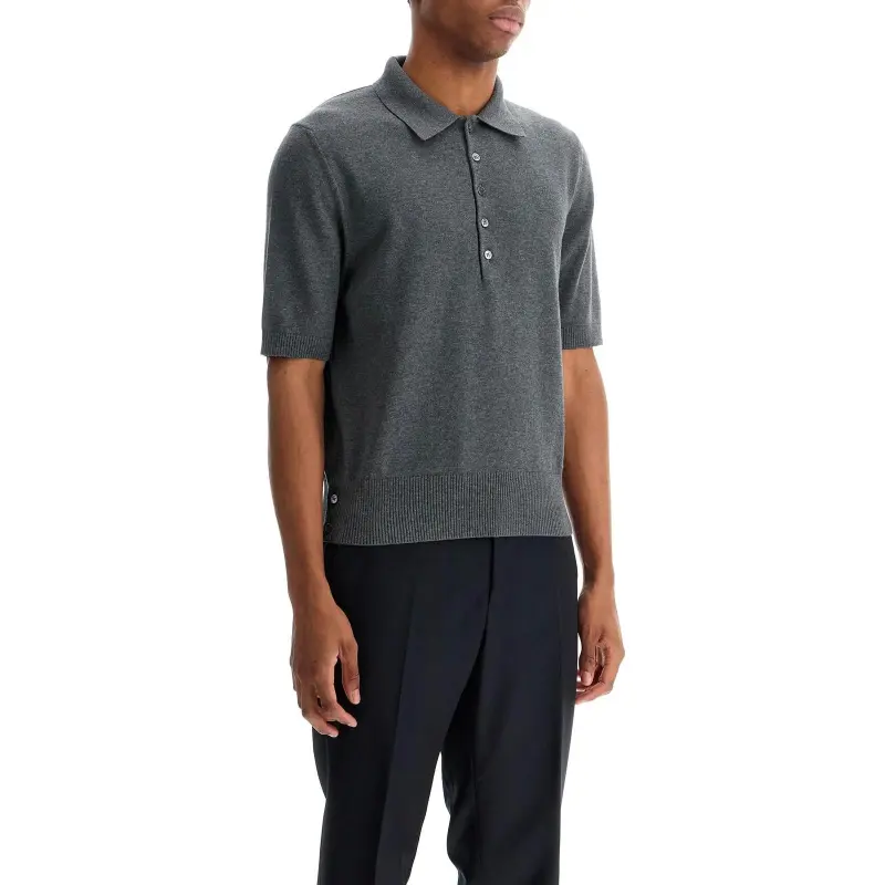 THOM BROWNE 4 Bar Short Sleeved Knitted Polo Shirt-1