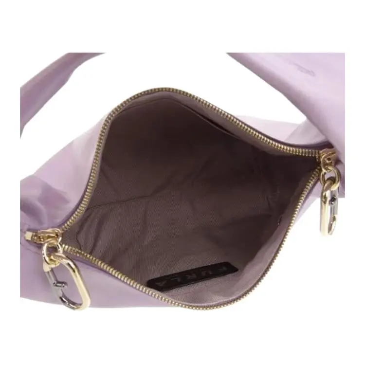 Furla Ginger Solid Color Smooth Leather With Logo Details Hobo Bag Shoulder Bag Small Size Women's Purple-4
