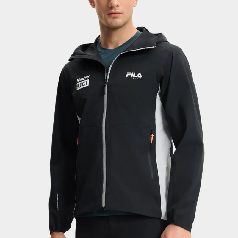 FILA CYCLING Outdoor Hiking Waterproof And Windproof Windbreaker Jacket Men's Pitch Black-3