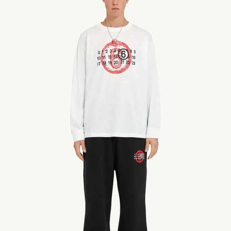 MM6 Maison Margiela Numbers Motif Crewneck T Shirt-1