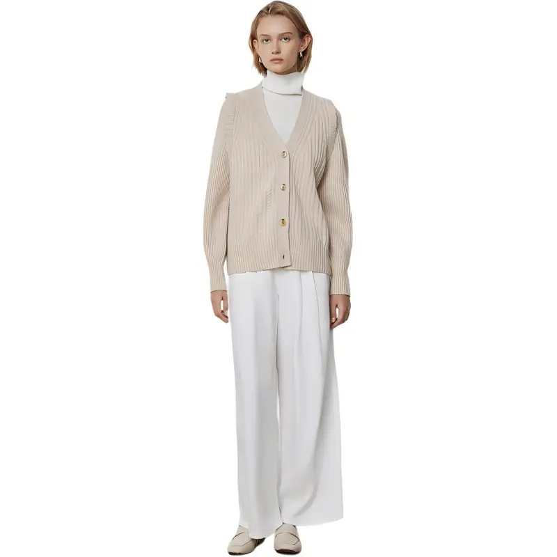 YANGZHIDAO Sweater Women's Oat Gray Camel-3
