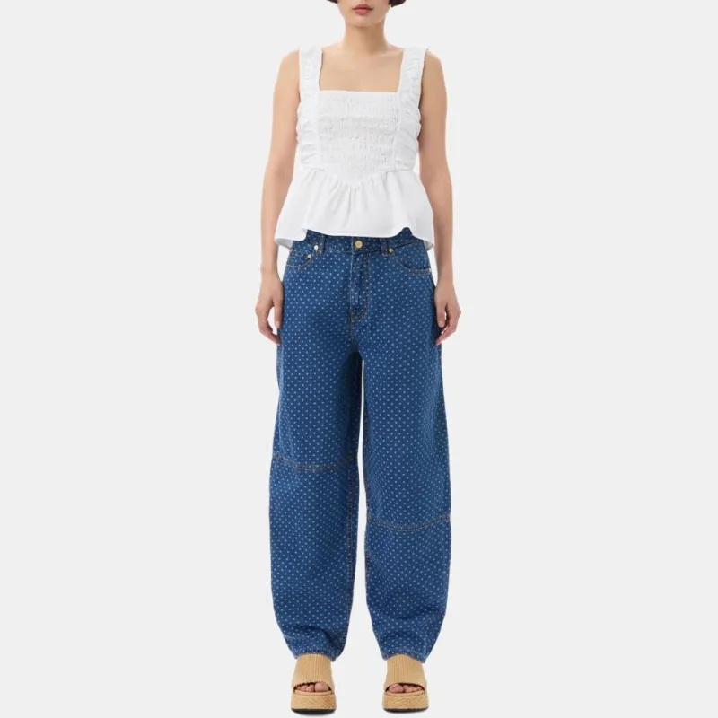 GANNI Jacquard Denim Stary Jeans-2