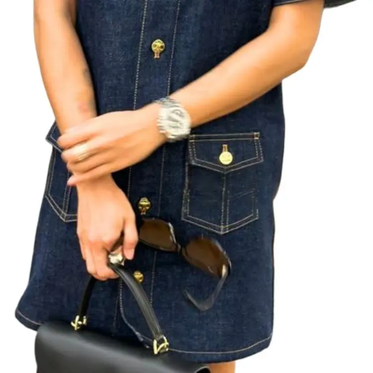 CELINE Workwear Mini Dress In Rinsed Wash Denim-4