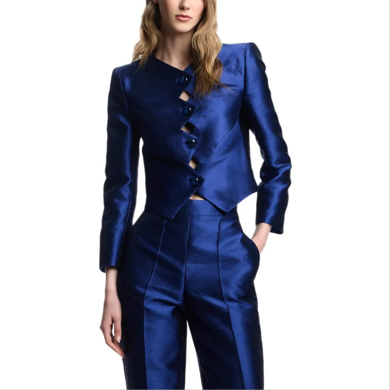 EMPORIO ARMANI Shantung effect Fabric Jacket With Zig zag Fastening-2