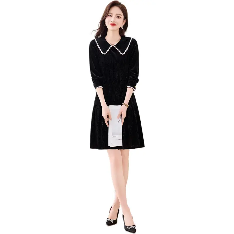 Fele.d Long Sleeved Dress Women's Black-4