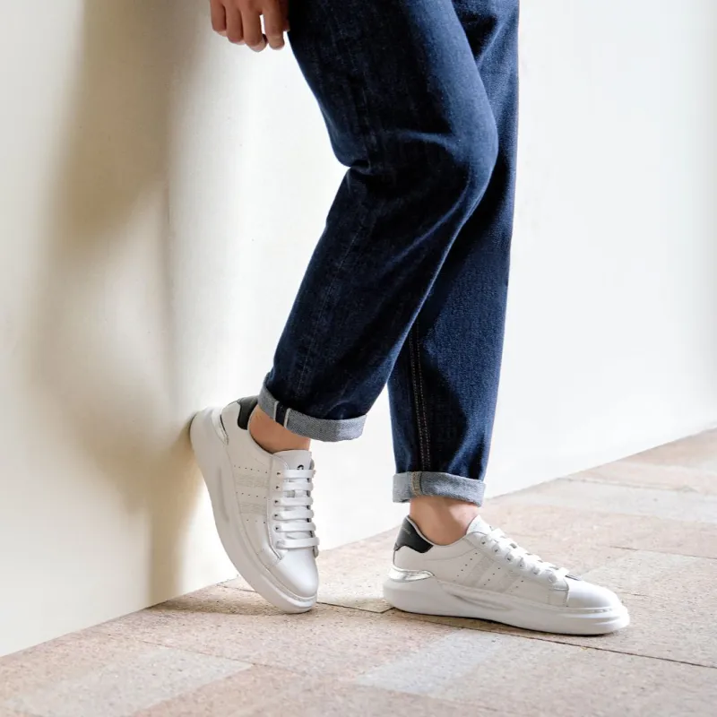 ROBERTA DI CAMERINO Anti Slip And Wear Resistant Height Increasing Low Top Skateboard Shoes Men's White-5