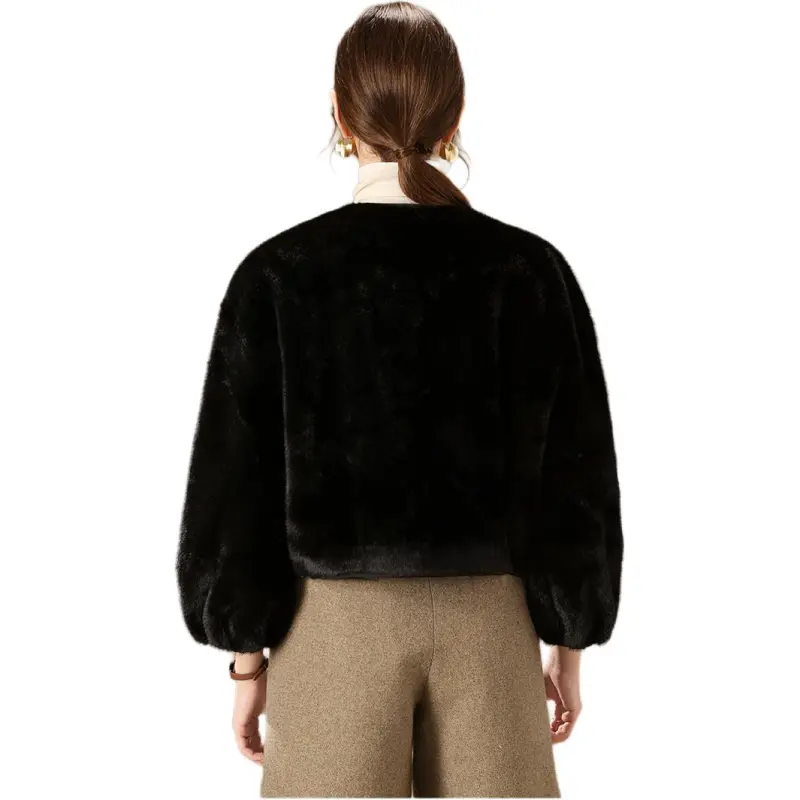 FENHONGMALI Velvet feel Coat Women's Black-0